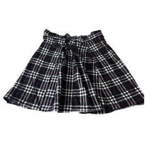 Black Plaid Mini Size Small Wrap with Buckle & Button “Discoloration On Lining”